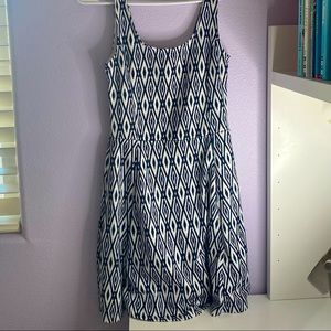 White and blue pattern dress
